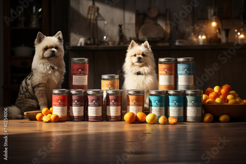 A display of high quality pet food and nutritional treats. photo