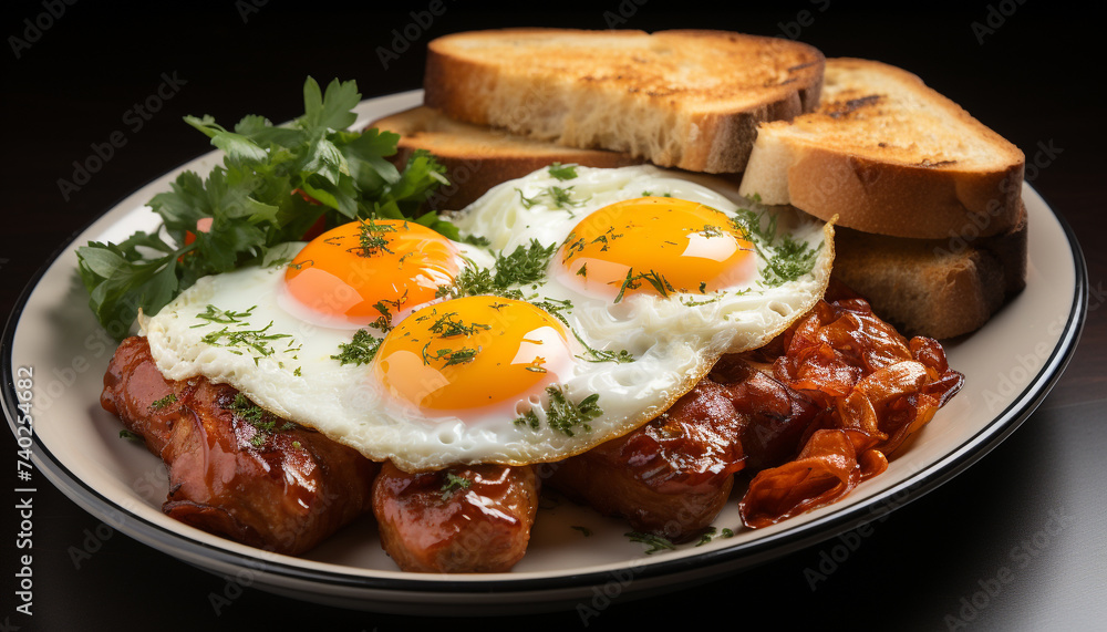Freshness and heat on a plate of grilled pork generated by AI Freshness and heat on a plate of grilled pork generated by AI