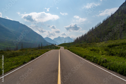 Road through valley, Waterton Lakes National Park, Alberta, Canada photo
