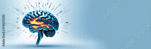 Human brain, AI technology, mind science, memory concept. Banner background #740255292