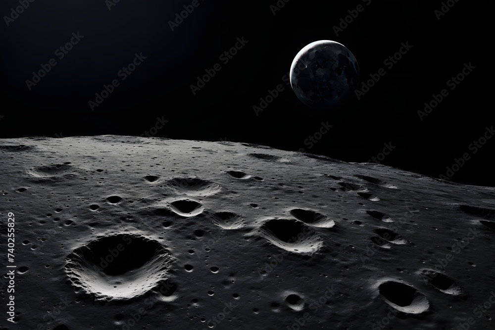 Surface of the Moon, moon, lunar, luna surface, photo of the surface on the moon - obrazy, fototapety, plakaty 