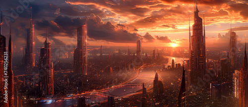 the global fire rim is clearly visible in this image, a mega city of the future