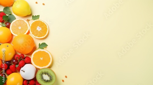 fruits and vegetables fruit card layout  orange background with fruits
