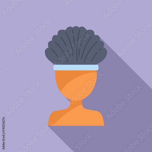Woman curly hair icon flat vector. Wig model fashion. Volume hairstyle