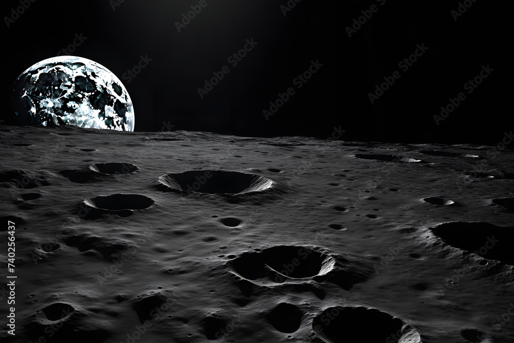 Surface of the Moon, moon, lunar, luna surface, photo of the surface on the moon - obrazy, fototapety, plakaty 