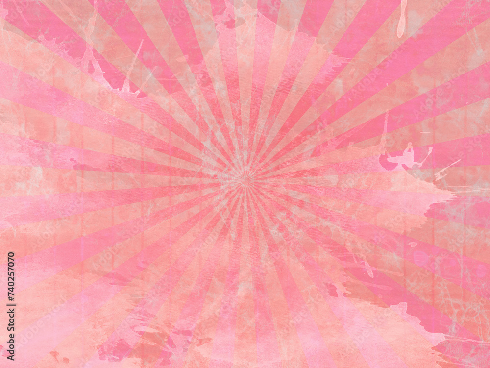 Watercolor background with starburst motif. Best for poster on retro style. Pink tones. 