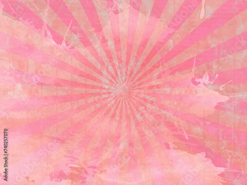 Watercolor background with starburst motif. Best for poster on retro style. Pink tones. 