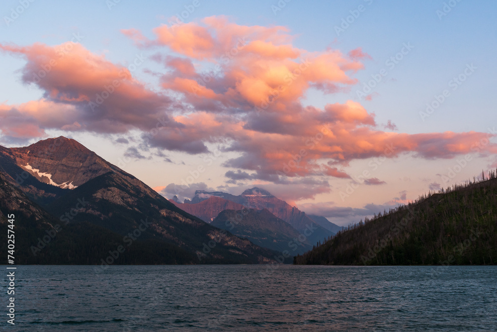 Amazing Sunset, Upper Waterton Lake, Wateron Lakes National Park, Canada