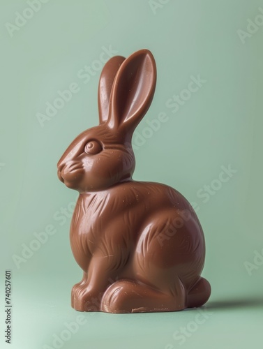 Rabbit-Shaped Chocolate Bar on a Pastel Green Background