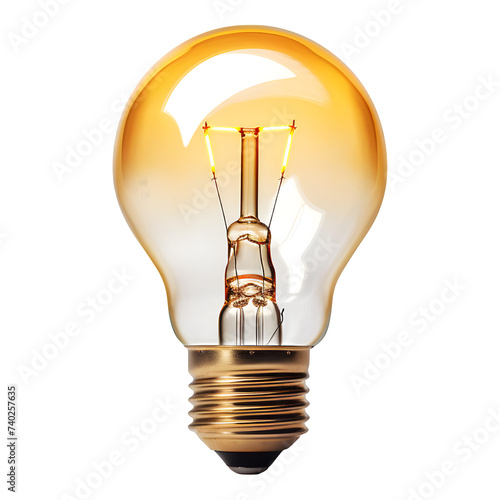 Glowing bulb isolated on transparent background