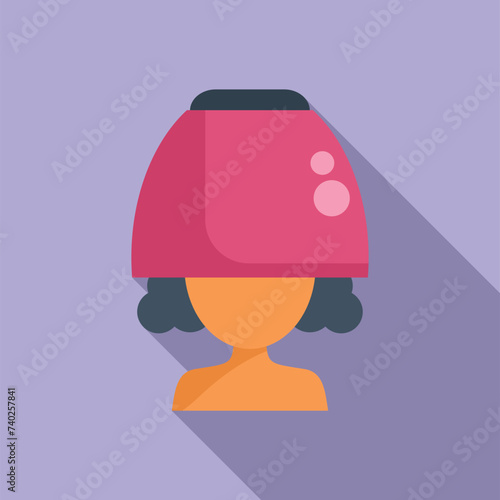 Salon curly head device icon flat vector. Wash mask. Model agent salon