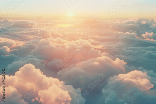 Celestial Glow: Sun Shining Above the Clouds in the Expansive Sky