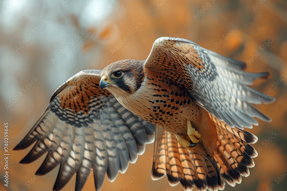 A falcon soaring high in the sky during a falconry display