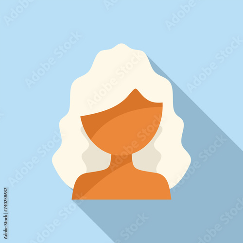 Long hair girl icon flat vector. Face treatment. Wash shampoo volume