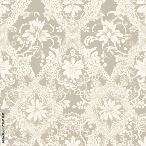 Elegant white flowing fabric with lace. The background.