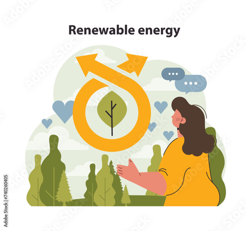 Renewable energy concept. Flat vector illustration