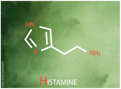 Histamine formula. Vector thin line icon of Histamine molecular structure
