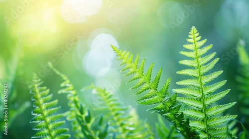 Tranquil background featuring delicate fern leaves amidst negative space