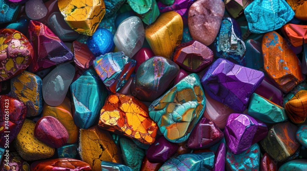 Abstract wallpaper featuring vibrant colored stones Abstract wallpaper featuring vibrant colored stones