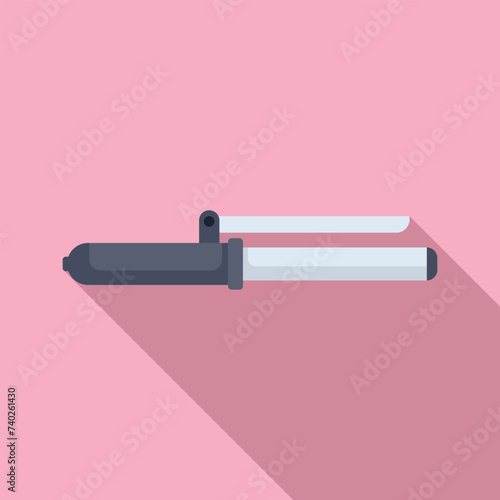 Steel hair straighter icon flat vector. Wash mask model. Volume fashion