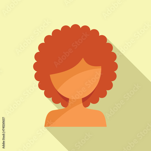 Short curly hair icon flat vector. Model towel. Fashion face salon