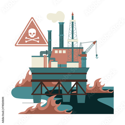Environmental hazard of oil spills. Fossil resources extraction and its impact