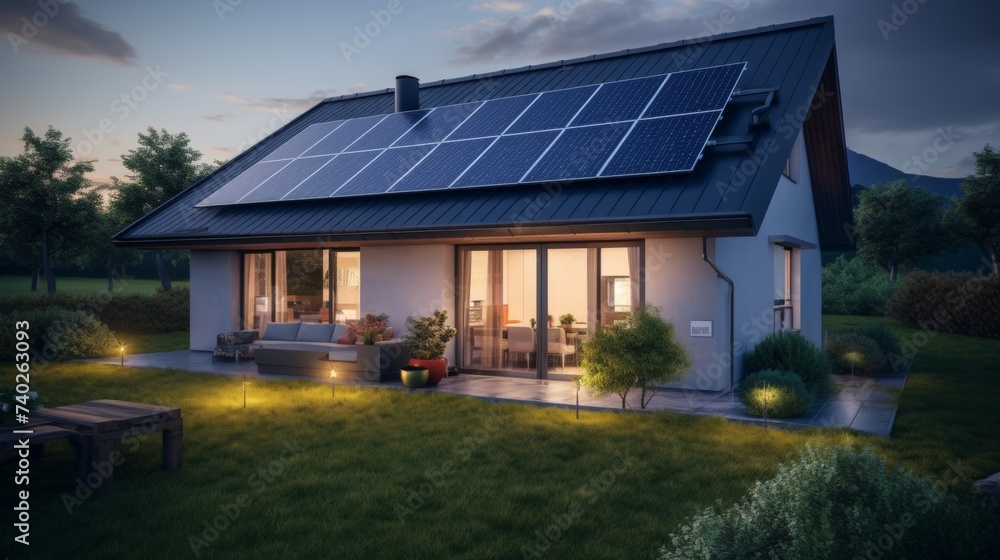 A House With a Solar Panel on the Roof A House With a Solar Panel on the Roof