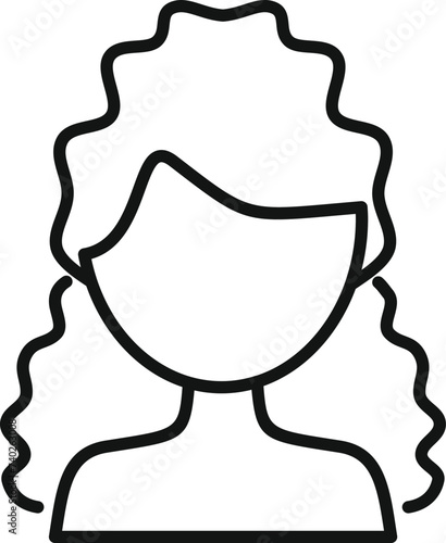 Long curly hairs icon outline vector. Woman fashion model. Care salon face