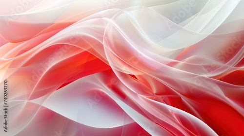 Abstract Background of Elegant Red and White Flowing Smoke Waves