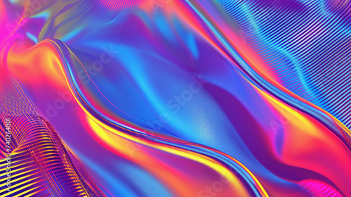 Holographic surface pattern. Colorful shiny texture background. Luxury risch style wallpaper. Digital artistic artwork raster bitmap illustration. Graphic design art.