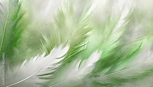 Obraz Pastelowe tło w seledynowe jasne pióra, tapeta