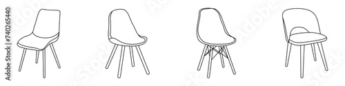 Chairs vector icon set. A set of chairs for the home. Furniture chairs set. A set of soft chairs for a cafe, home, restaurant. Comfortable furniture, chairs, interior design for the home.