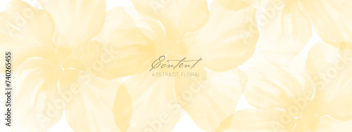 Watercolor abstract floral background, delicate yellow flowers. Design for banner, wallpaper, poster, web, print