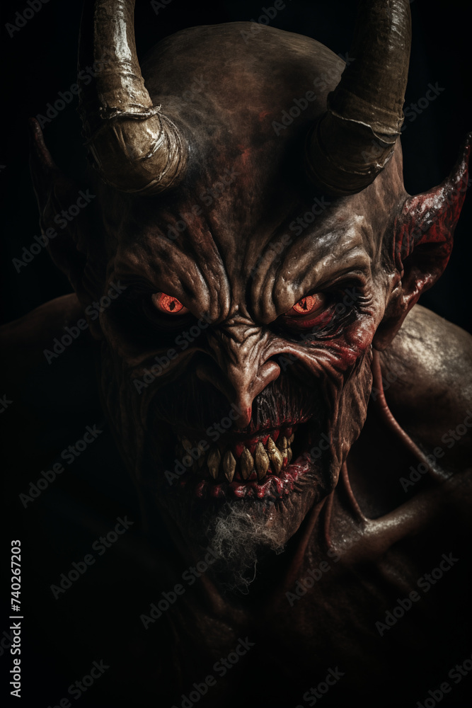 Naklejka premium Demonic Fiend Amidst Inferno, Terrifying and Fierce