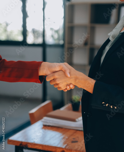 Businesswoman handshake and business people. Successful business handshake concept.