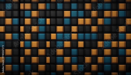 squares pattern black blue and yellow background
