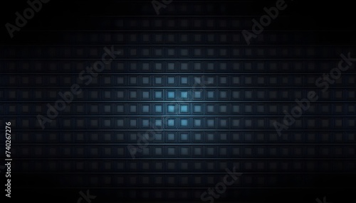 squares pattern regular symmetrical  black background, blue light in the middel section photo