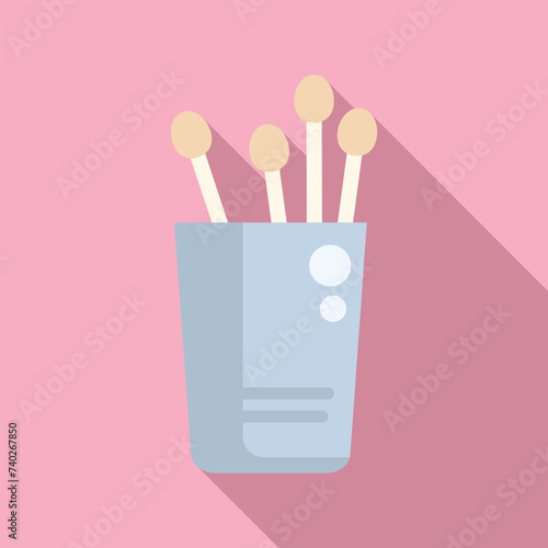 Swab sticks icon flat vector. Skin face care. Clean beauty mask