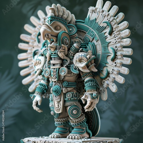 Aztec warrior, regal, fierce stance photo