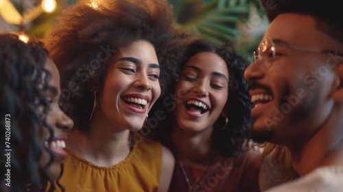 Joyful Diverse Millennial Friends Laughing Together at a Gathering