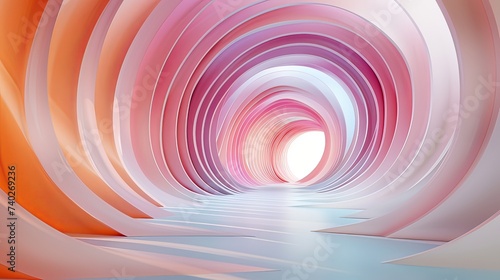 Graceful Horizon: Abstract Pink and Blue Arc on the Floor_Generative AI