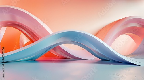 Graceful Horizon: Abstract Pink and Blue Arc on the Floor_Generative AI