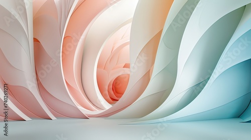 Graceful Horizon: Abstract Pink and Blue Arc on the Floor_Generative AI