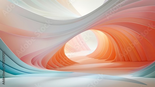 Graceful Horizon: Abstract Pink and Blue Arc on the Floor_Generative AI