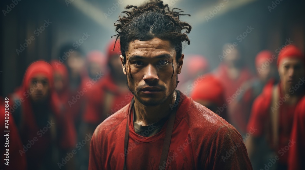 Man With Dreadlocks Standing in Front of a Group of People Man With Dreadlocks Standing in Front of a Group of People