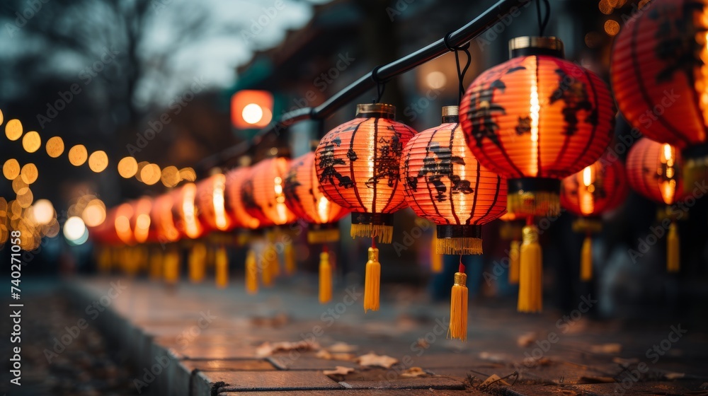 Fototapeta premium Chinese New Year Celebrations and red Lantern Festival night 