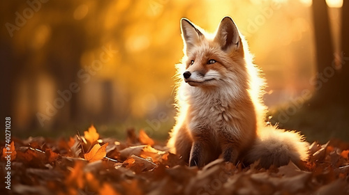 fox in the forest in bright autumn © Svetlana