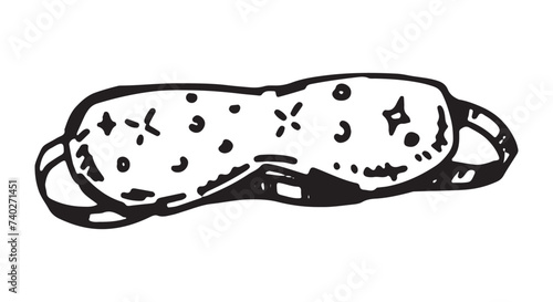 Sleeping mask sketch. Clipart of tourist equipment, travel attribute. Hand drawn vector illustration isolated on white.