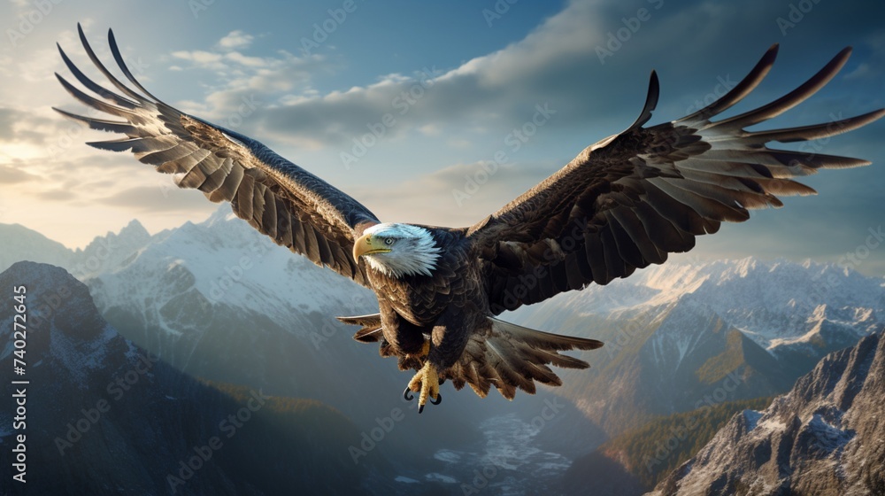 Amidst the rugged terrain, the eagle reigns supreme, a symbol of untamed beauty.