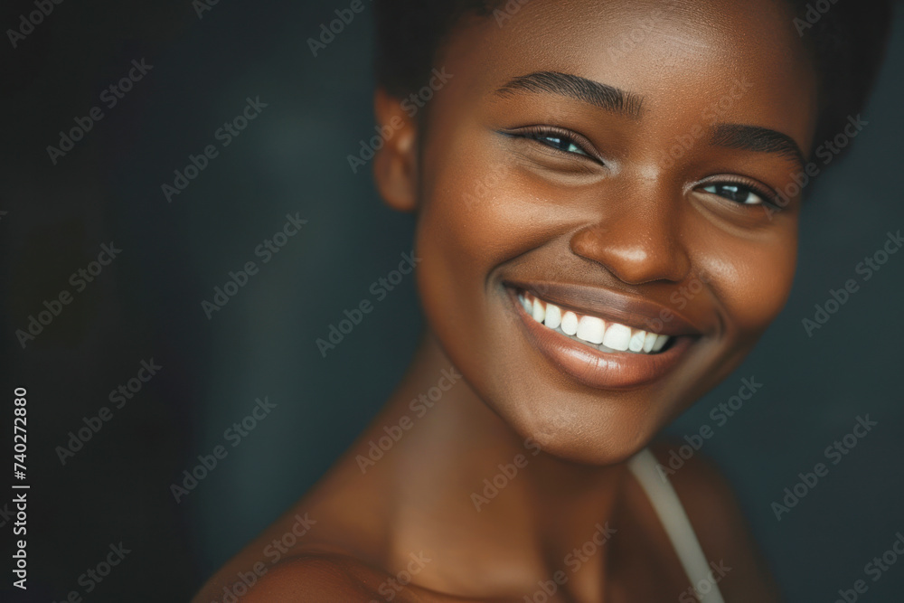 Stock photo of beautiful black woman smiling and having in studio shot. Stock photo of beautiful black woman smiling and having in studio shot.